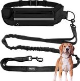 Edipets Jogginglijn Honden Handsfree Hardlopen Wandelen Webbing Anti-stress Reflecterend 160-220cm (zwart)
