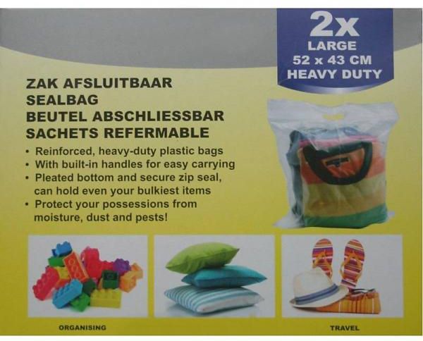 BELLSON Huishoud Zak Afsluitbaar XL 2 Stuks 52 X 43 cm