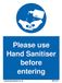 Gebruik Hand Sanitiser voordat u