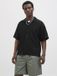 JACK & JONES Resort overhemd Wide Fit Zwart Korte Mouw Polyester Effen Lente/Zomer 2025