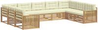 vidaXL - Buiten bank set 9 st Wit en crèmekleurig Massief Acacia Hout