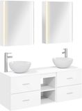 vidaXL Badkamermeubel Set 5 st Wit Bewerkt hout en glas