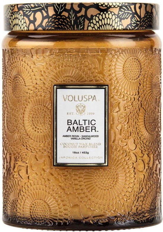 Voluspa Embossed Glass - Geurkaars - Groot - Baltic Amber - 450gr - 0806644072331