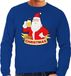 Bellatio Decorations Shoppartners Bv Foute Kersttrui / sweater - Merry Christmas kerstman met een peul bier / biertje - blauw voor heren - kerstkleding / kerst outfit XL