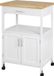 Chariot de cuisine sur roulettes - armoire ouverte et casier à vin - peu encombrant et stable - MDF blanc - 60x44x89,5 cm