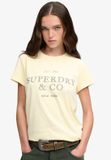 Superdry Luxe Casual Classic T-shirt Dames Dubbele Room Katoen Maat 10