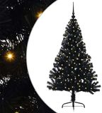 vidaXL - Kunststof - Voorverlichte - Kerstboom - met - 150 - LED - Zwart - 150 - cm - PVC