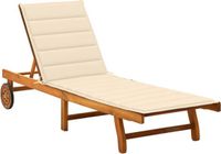 vidaXL Lit de jardin avec coussin acacia massif crème