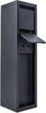 LUTEC Mains - Buitenstopcontact op zuil met pinaarding - Stekkerdoos - 2 Kleppen - Type E socket (Belgische versie) - IP54 extra weerbestendig - Mat zwart - 80 x 80 x 310 mm