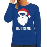 Bellatio Decorations Devil Santa Kerst sweater / kersttrui hi its me blauw voor dames - Kerstkleding / Christmas outfit XXL