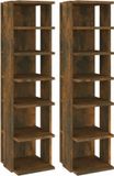 vidaXL Schoenenrekken - 2 stuks - bewerkt hout - gerookt eiken