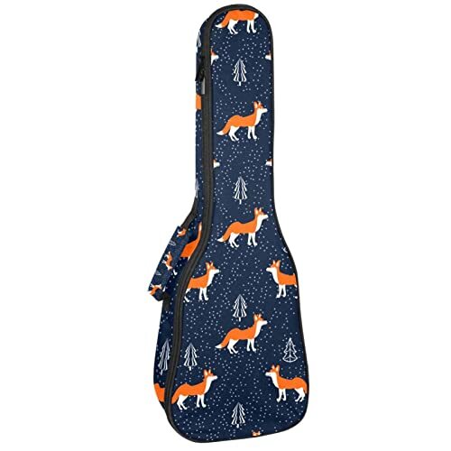 Mersov Tenor Ukulele Gigbag Waterdichte Ukelele Case Gewatteerde Rugzak, Geweldig voor Sopraan Concert (21/23/24") Cartoon Klein Vos Patroon