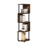Furinno Econ 4-Tier Zigzag Hoekplank Boekenkast, Boekenplank, Amber Pine/Zwart
