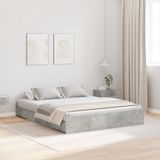 vidaXL Opbergbedframe met lade Beton Grijs 140 x 190 cm Bewerkt hout