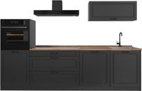 Vicco Complete keukeneenheid R-Line, Antraciet landelijk/Antraciet, 280 cm goudkleurig eiken werkblad