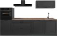 Vicco Complete keukeneenheid R-Line, Antraciet landelijk/Antraciet, 280 cm goudkleurig eiken werkblad