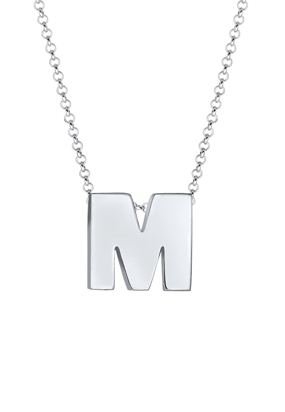 Elli Halsketting Letter M Initialen Trend Minimal 925 Zilver Verguld Dames