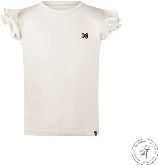 Koko Noko - Bio Cotton - T-shirt Korte Mouw met roesjes - Meisjes - Off white