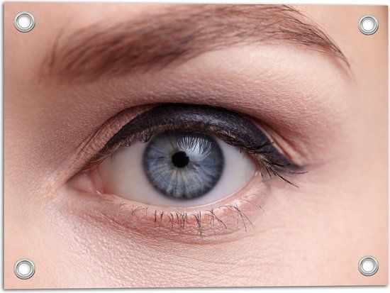 Merkloos / Sans marque Tuinposter - Close-up van Opgemaakt Blauwkleurig oog - 40x30 cm - Foto op Tuinposter (wanddecoratie voor buiten)
