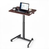 VEVOR Verstelbaar bureau, computerbureau, 650x480x(725-1605)mm, metalen frame, MDF-bureaublad, draagvermogen 15 kg, wielen met rem, zit-sta bureau voor thuiswerk, kantoor of studeerkamer