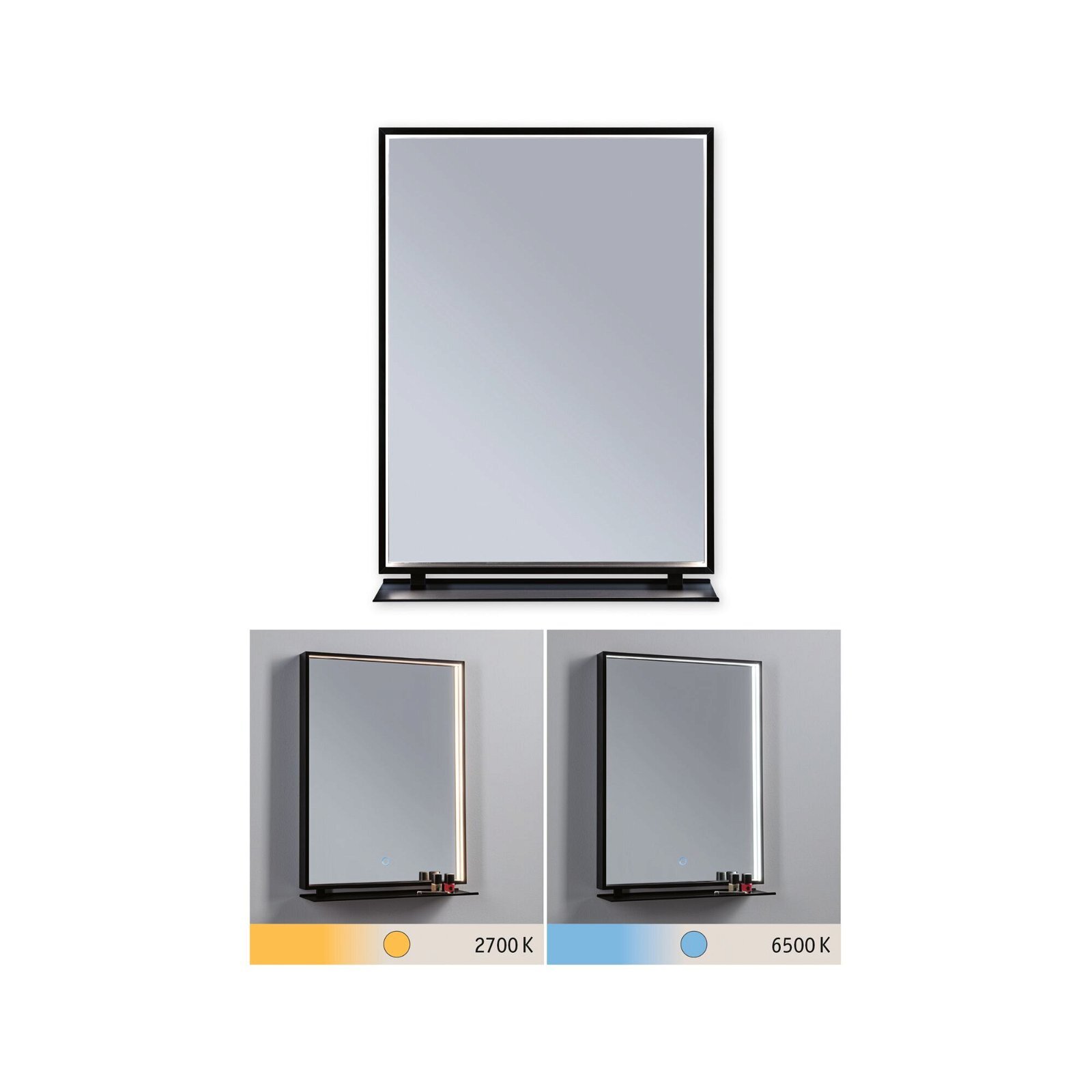 Paulmann LED-verlichte spiegel Miro IP44 Tunable White 180lm 230V 11W Spiegel/Zwart mat