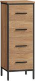 Homcom Bathroom Cabinet-MDF, Staal-30L x 30B x 82H cm-Eiken