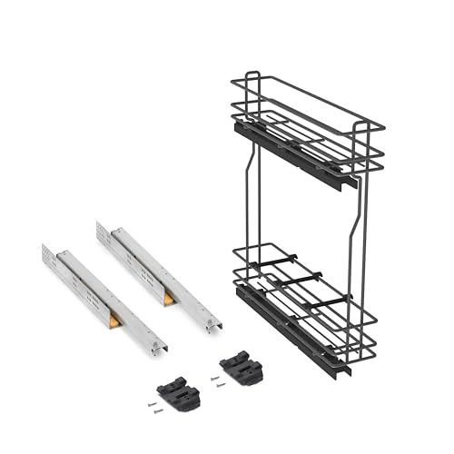Emuca - Uitschuifbaar flessenrek voor keuken - zijmontage - Module 150mm - Antraciet grijs