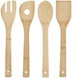 Kinvara Kook/keuken gerei set - keuken lepels 4x stuks - bamboe hout - 34 cm