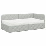vidaXL Hoek Bed Frame Lichtgrijs Fluweel 90 x 200 cm