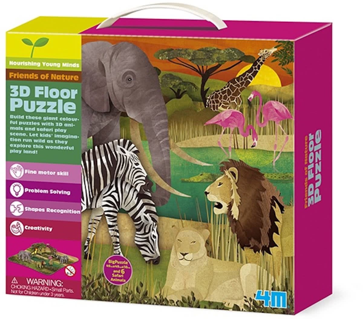 4M vloerpuzzel 3d safari 15 stukjes