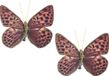 Merkloos / Sans marque Koopman International Kersthangers - 12x - vlinder - op clip - rood/bruin/goud - 10 cm