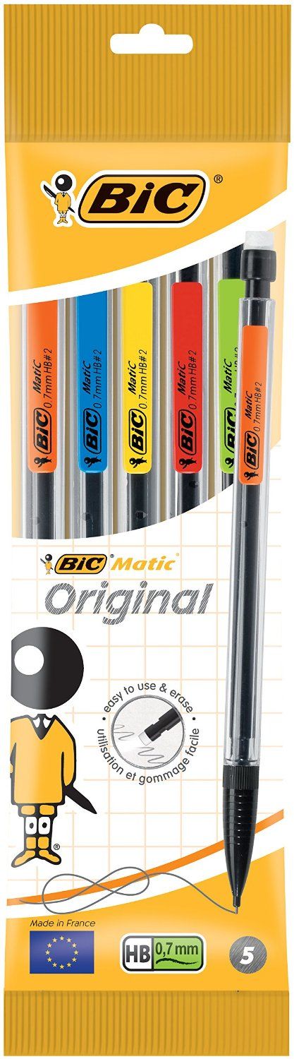 BIC Matic Classic 0.7mm Mechanical Pencil - 5 Pack - Multicolour