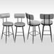Tabourets de bar - Lot de 4 - Avec dossier - Repose-pieds - Tissus d'ameublement en similicuir - Cadre en métal - Design moderne - Gris