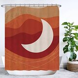 Ulticool Douchegordijn maan esthetisch zonsondergang kunst 180 x 200 cm rood oranje