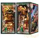 Miniatuur boekenrek-bouwpakket, kerstwinkel, doe-het-zelf, LED, bois