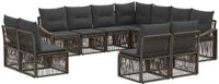 vidaXL Tuinbank Set 11-delig Grijs Polyrattan