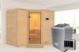 Karibu | Sahib 2 Sauna | Porte en verre clair | Poêle biomasse 9 kW commande externe