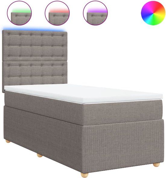 vidaXL Boxspring met matras stof taupe 100x200 cm