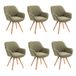 MEUBLE COSY Set van 6 Scandinavische eetkamerstoelen, kaptafel, draaistoel met armleuningen, voor slaapkamer, woonkamer, keuken, kantoor, bekleed met stof, poten van massief hout, groen, 60 x 58 x 83