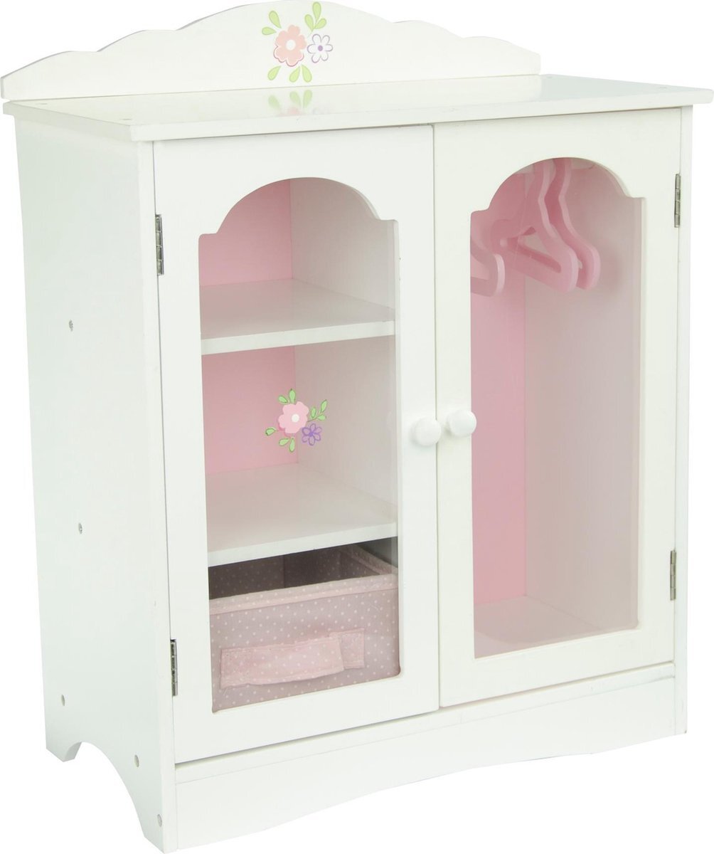 Olivia's Little World Houten poppenkleerkast voor poppen van 45 cm. Olivias World TD-0210A