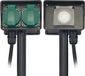 Perel Stekkerdoos voor buiten, timer, aardspies, 2 stopcontacten met penaarde (type E), 2 klapdeksel, kabel 1.5 m, 3G1.5, IP44, zwart/groen