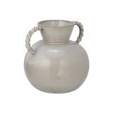Bloomingville 9,25 inch steengoed gedraaide handgrepen en reactief glazuur, crème kleur vaas