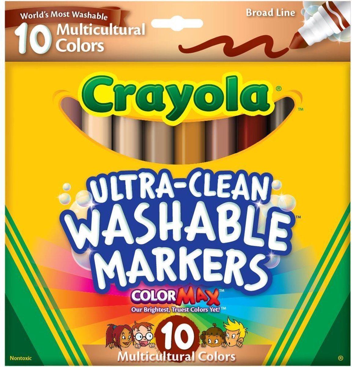 crayola - Afwasbare Markers voor kinderen - Ultra Clean - Multicultural - 10 stuks