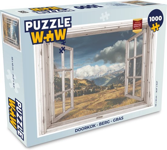 MuchoWow Puzzel Doorkijk - Berg - Gras - Legpuzzel - Puzzel 1000 stukjes volwassenen