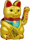 Merkloos Relaxdays XXL zwaaiende kat, Meneki Neko, op batterijen, 30 cm, goud