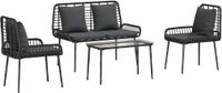 vidaXL Ensemble de meubles de jardin, 4 pièces, anthracite, polyrotin