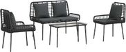 vidaXL Ensemble de meubles de jardin, 4 pièces, anthracite, polyrotin