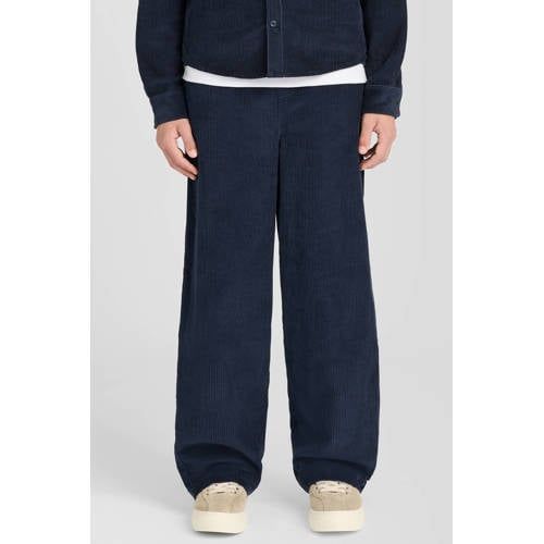 Lyle & Scott corduroy casual broek - donkerblauw