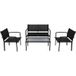 Salon de jardin 4 pièces mobilier de jardin textilène noir