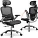 COMHOMA Ergonomische bureaustoel met mesh, 4D-armleuningen, 180 kg belastbaar, zwart